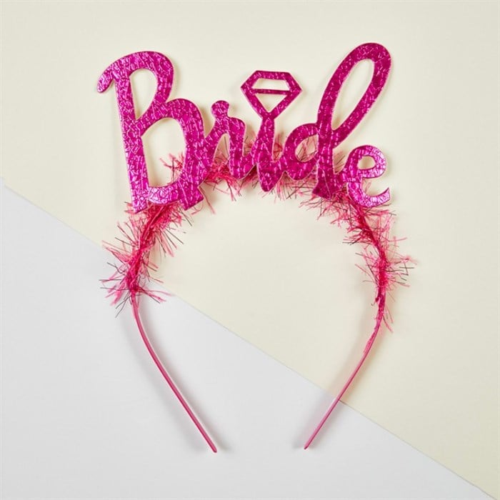 Fuşya Bride Tektaşlı Taç