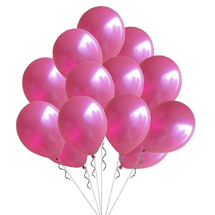 Fuşya Metalik Baskısız Lateks Balon - 10 Adet