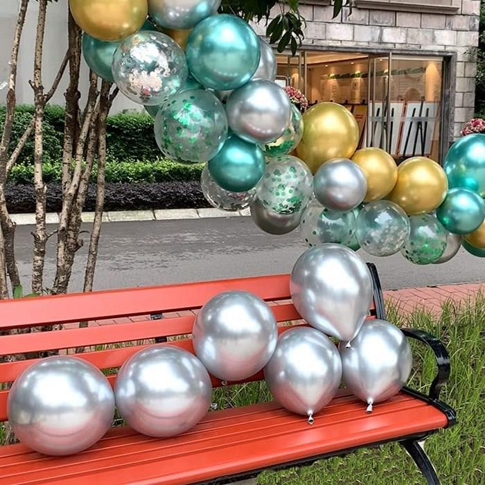 Gümüş Krom Kaplı Metalik Balon - 5 Adet