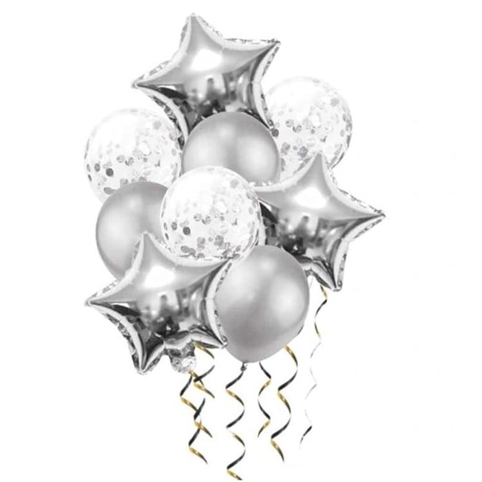 Gümüş Yıldızlı Balon Seti
