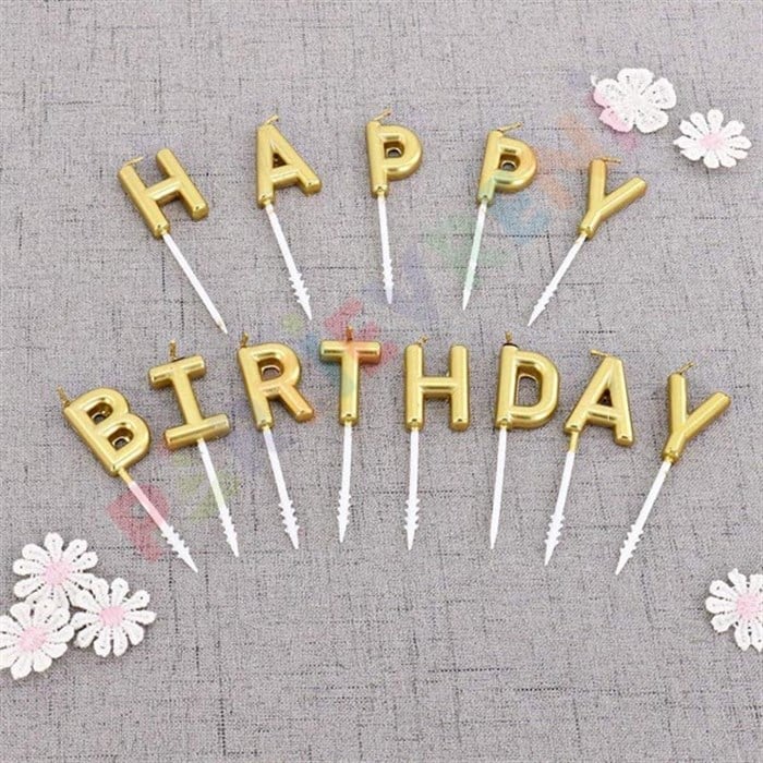 Happy Birthday Altın Pasta Mumu