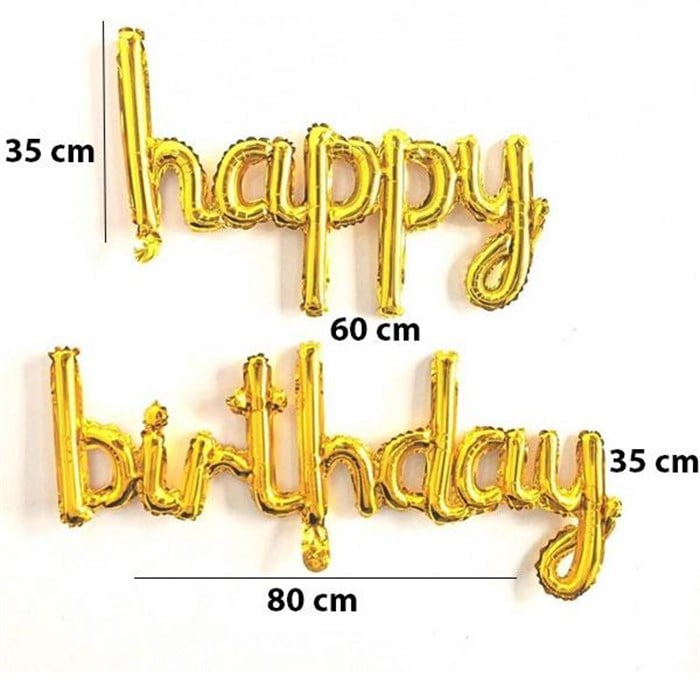 Happy Birthday El Yazısı Gold Folyo Balon