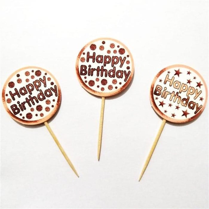 Happy Birthday Rose Kürdan Süs - 20 Adet