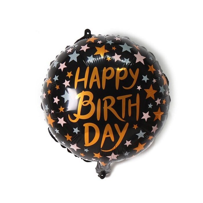 Happy Birthday Siyah Gold Temalı Folyo Balon