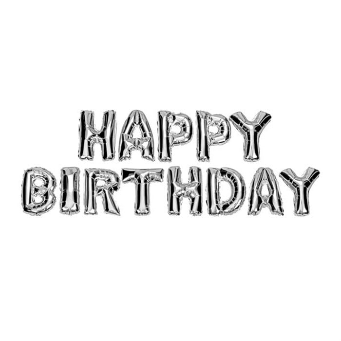 Happy Birthday Yazılı Gümüş Folyo Balon