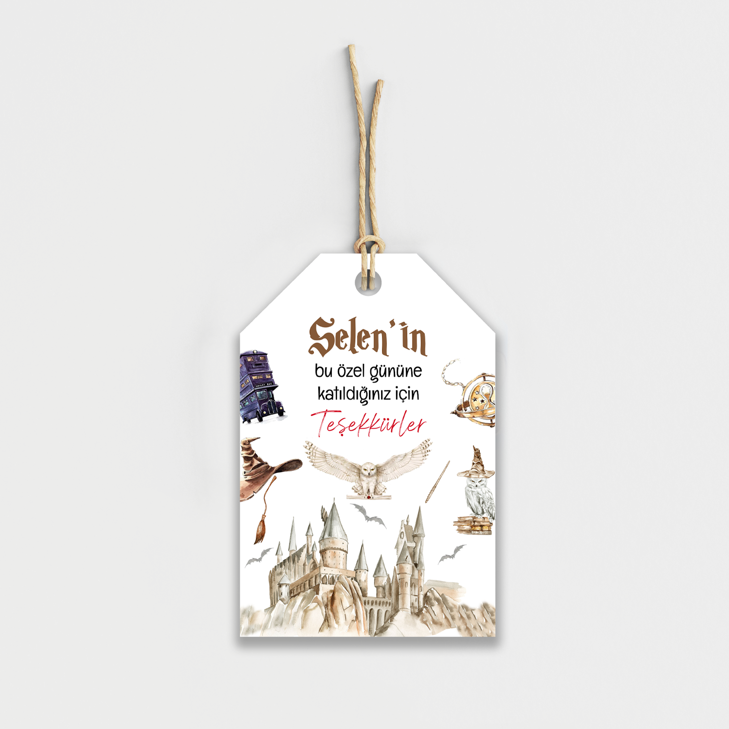 Harry Potter Temalı Kişiye Özel Teşekkür Kartı 8'li