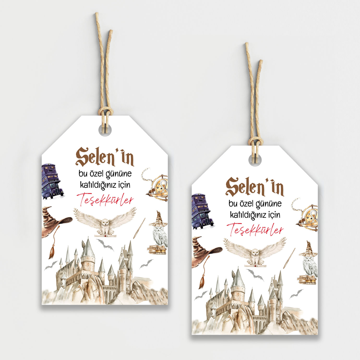 Harry Potter Temalı Kişiye Özel Teşekkür Kartı 8'li