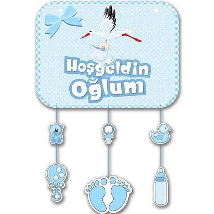 Hoş Geldin Oğlum Mavi Kapı Süsü