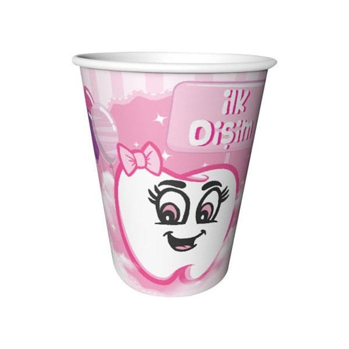 İlk Dişim Pembe Karton Bardak 8 Adet