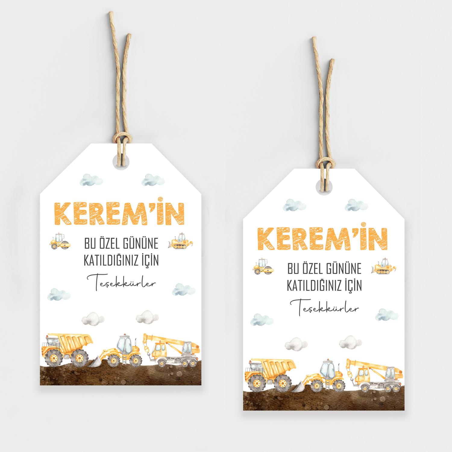 İnşaat Temalı Kişiye Özel Teşekkür Kartı 8'li