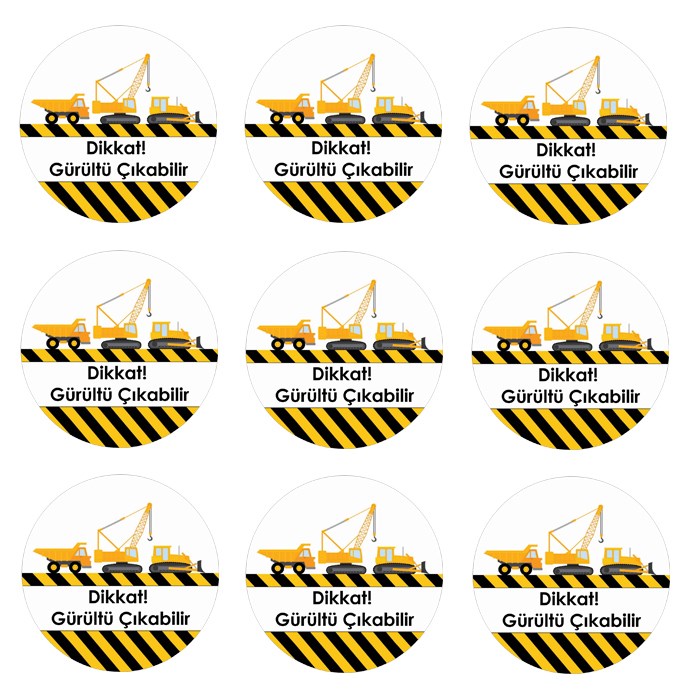 İnşaat Temalı Sticker 10 Adet - 5 cm