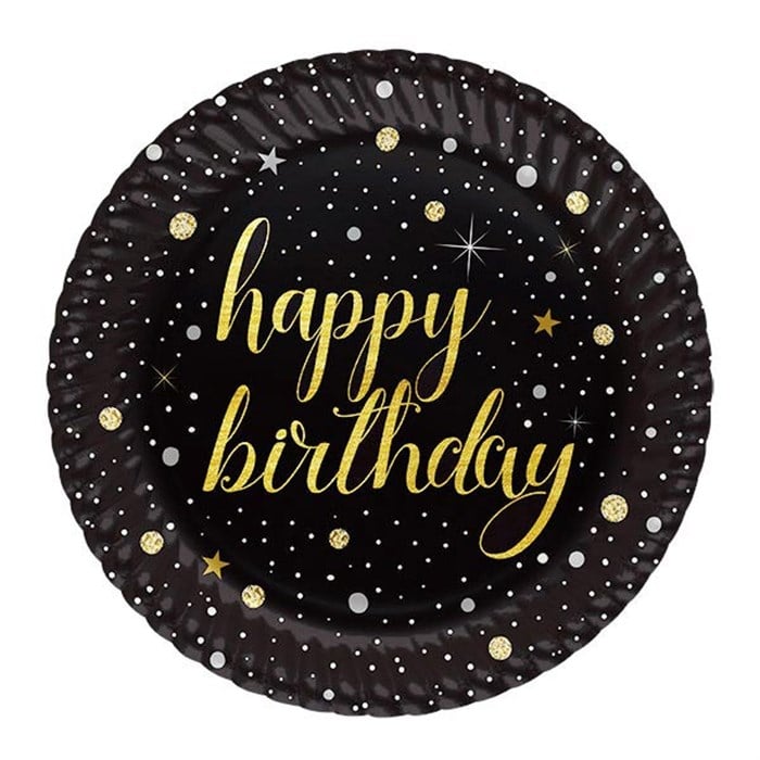 Işıltılı Doğum Günü Happy Birthday Tabak