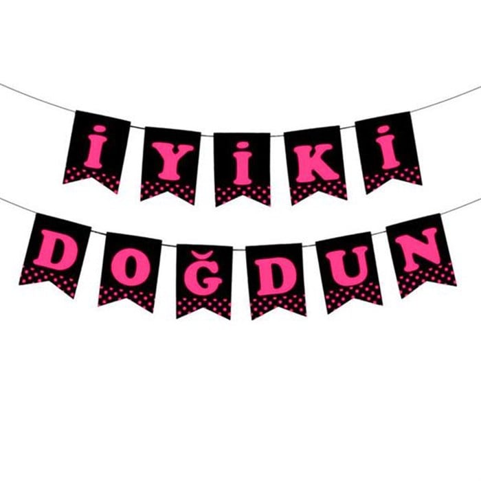 İyi ki Doğdun Fuşya Bayrak Afiş - 250 cm