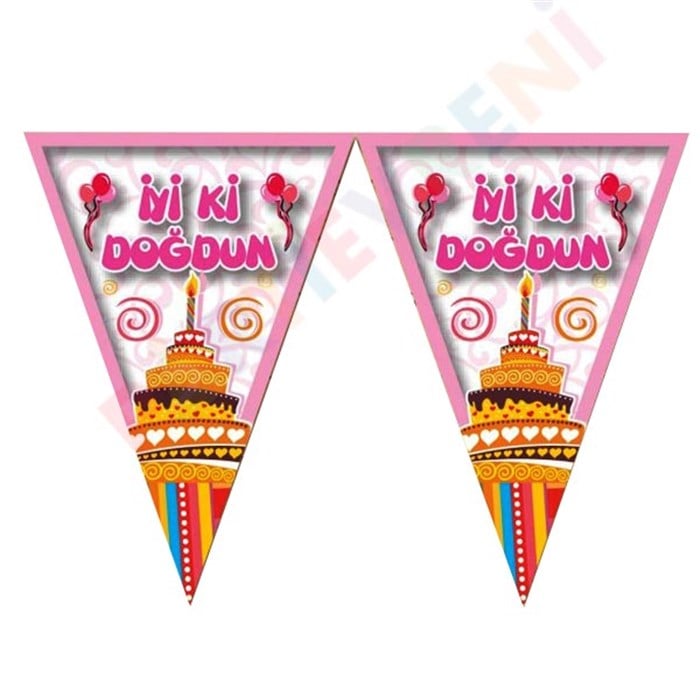 İyi ki Doğdun Pembe Pastalı Bayrak - 2 Metre