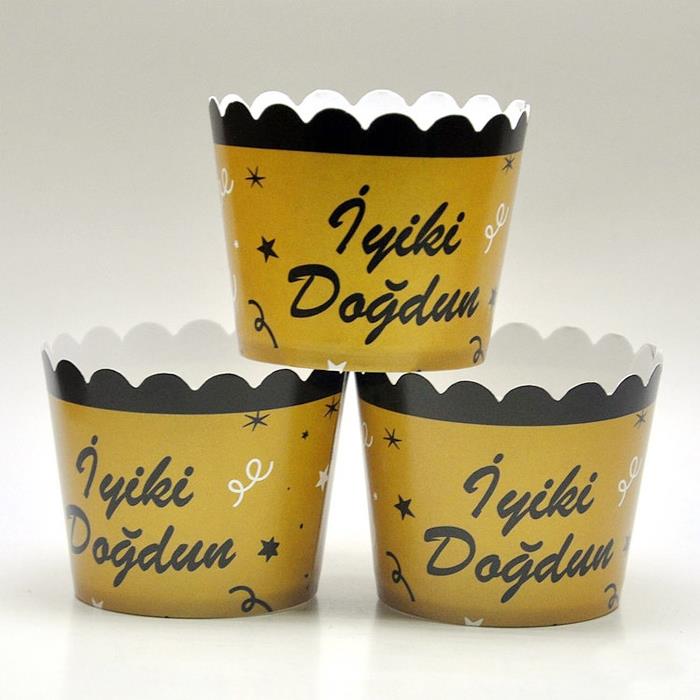 İyi ki Doğdun Siyah Gold Kek Kapsülü 10'lu