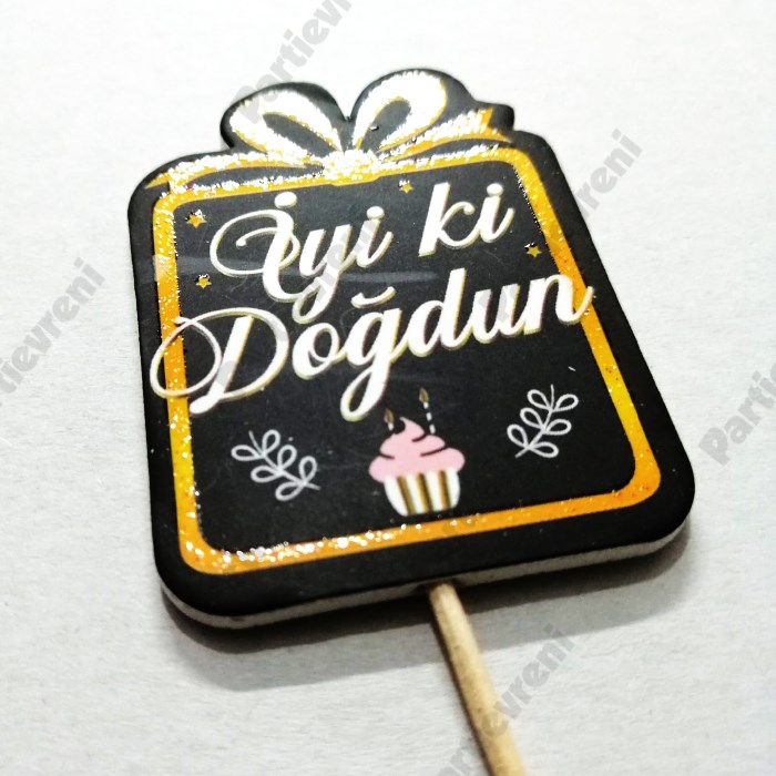 İyi ki Doğdun Siyah Gold Premium Kürdan - 8 Adet