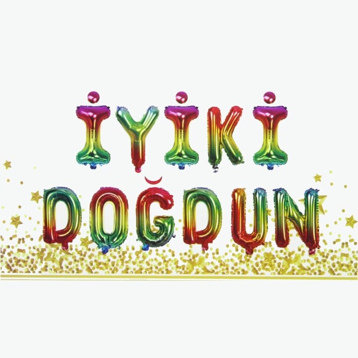 İyi ki Doğdun Yazılı Rengarenk Folyo Balon