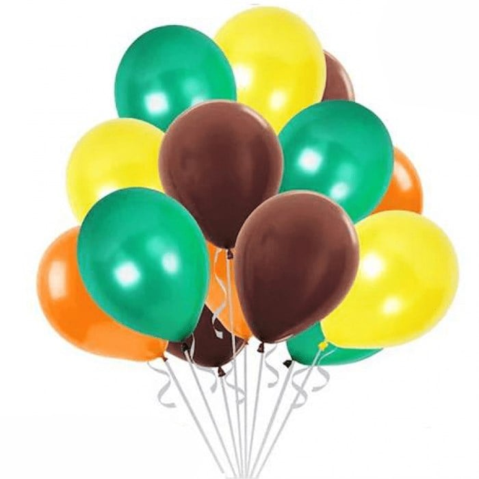 Kahverengi Yeşil Sarı Turuncu Balon Seti 20 Adet