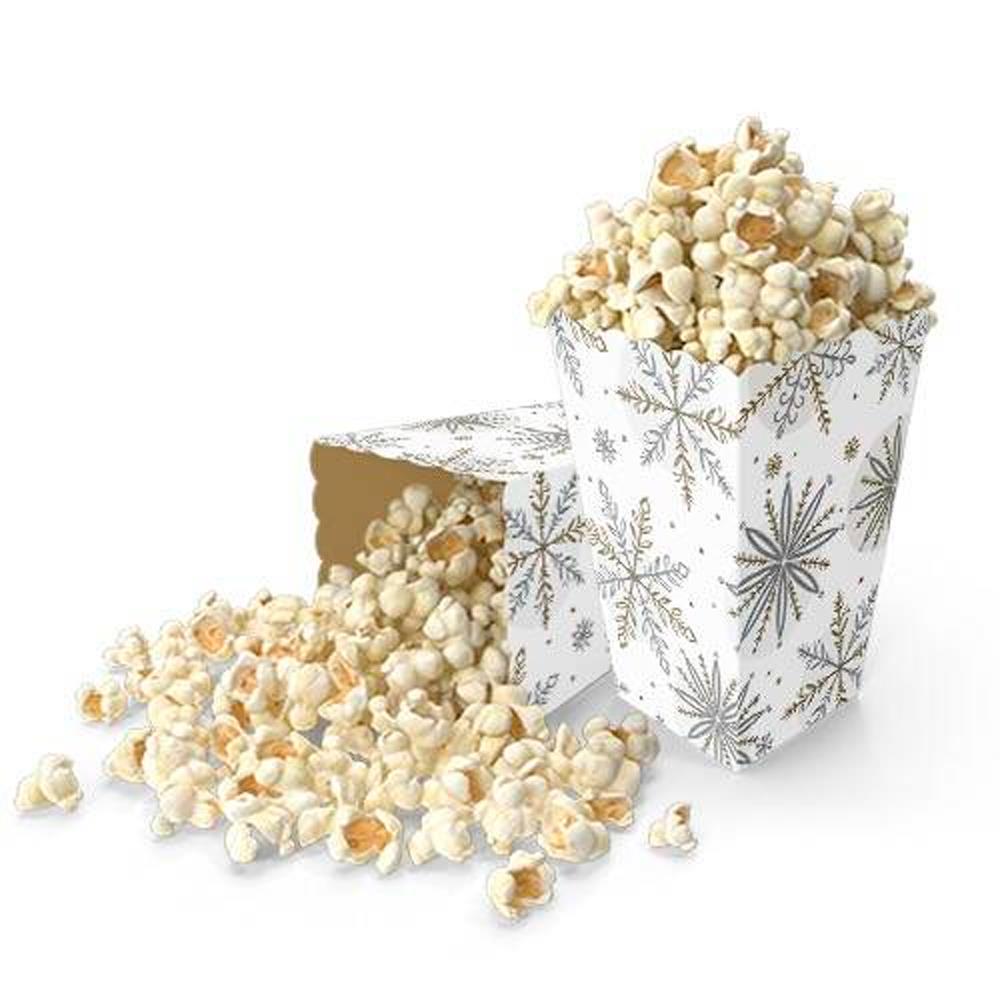 Kar Tanesi Temalı Mısır Popcorn Kutusu - 10 Adet
