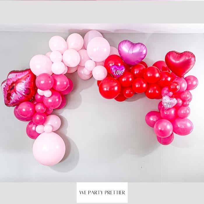 Kımızı Pembe Fuşya ve Dudak Folyo Balon Zincir seti