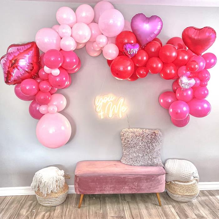 Kımızı Pembe Fuşya ve Dudak Folyo Balon Zincir seti