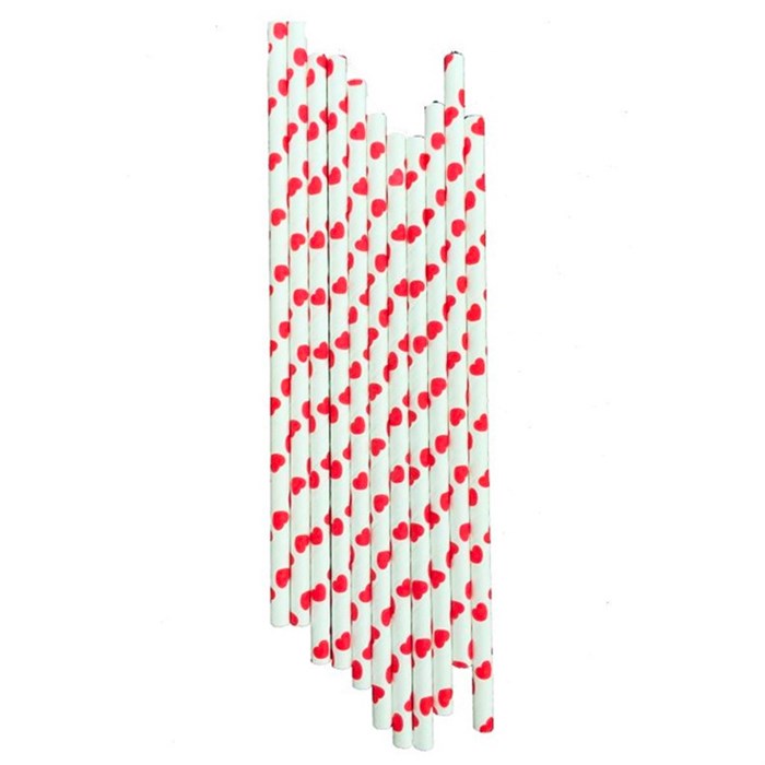 Kırmızı Kalpli Pipet 25 Adet