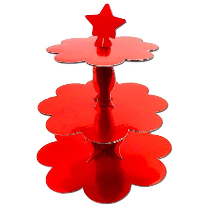 Kırmızı Metalik Cupcake Kek Standı