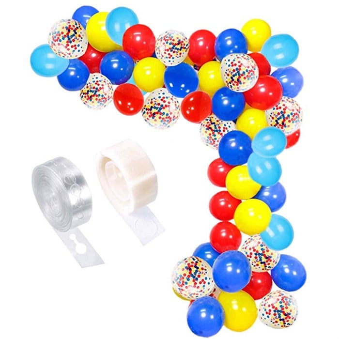 Kırmızı Sarı Mavi Konfetili Balon Zincir Seti 