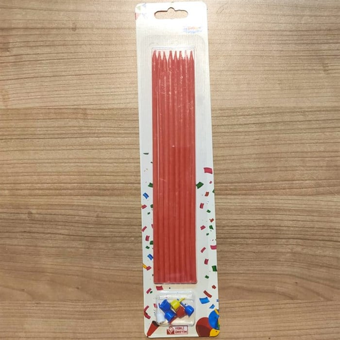 Kırmızı Uzun Mum 8 Adet