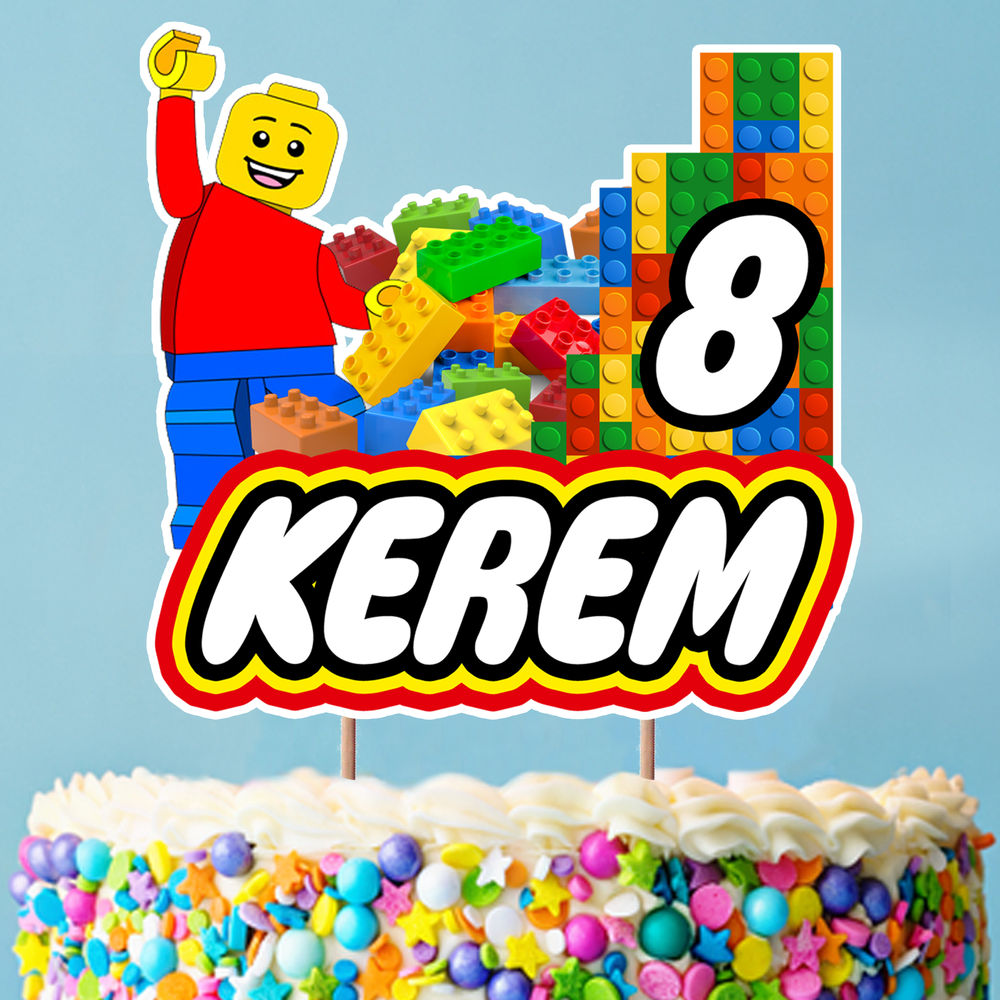 Kişiye Özel Block Temalı Pasta Süsü Seti