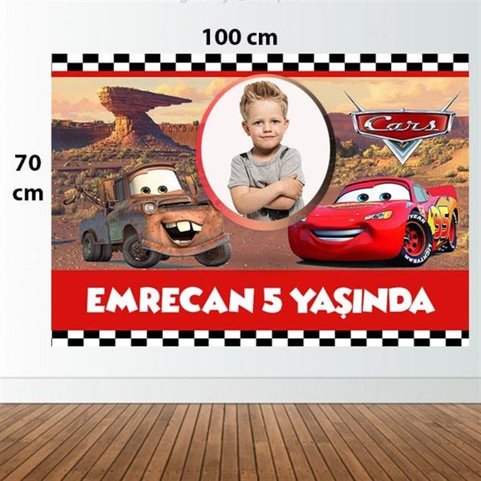 Kişiye Özel Cars Doğum Günü Afişi - 70 cm - 100 cm