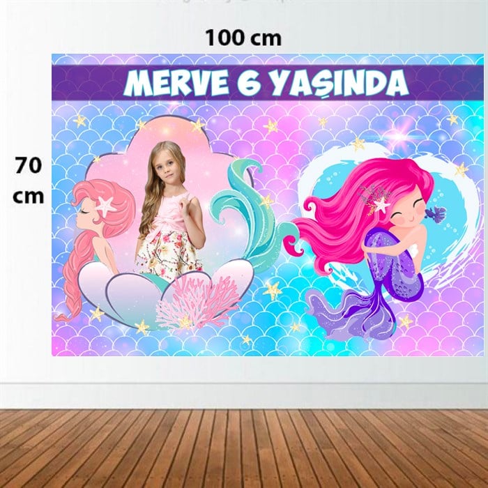Kişiye Özel Deniz Kızı Doğum Günü Afişi - 70 cm - 100 cm