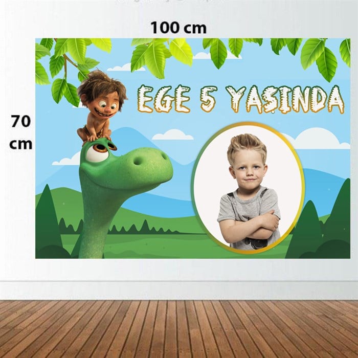 Kişiye Özel Dinozor Fotoğraflı Doğum Günü Afişi - 70 cm - 100 cm