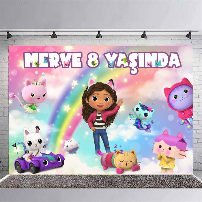 Kişiye Özel Gabby's Dallhouse Doğum Günü Afişi - 4 Boy Seçenekli