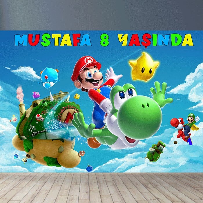 Kişiye Özel Mario Doğum Günü Afişi - 4 Boy Seçenekli