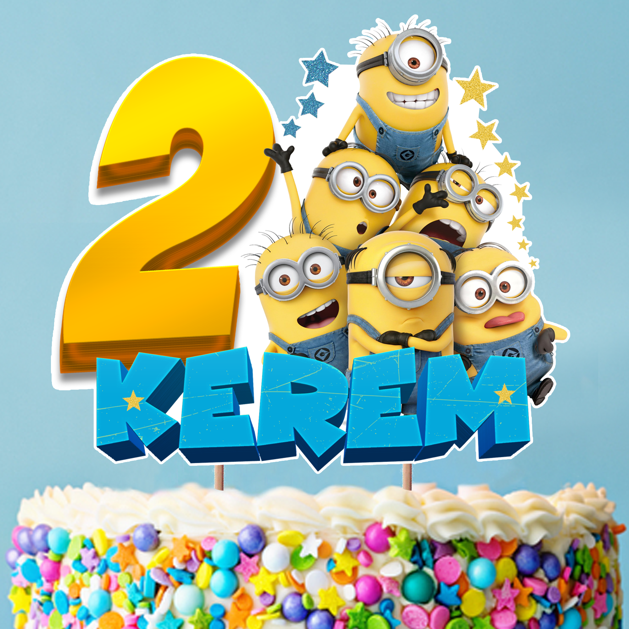 Kişiye Özel Minions Temalı Pasta Süsü Seti