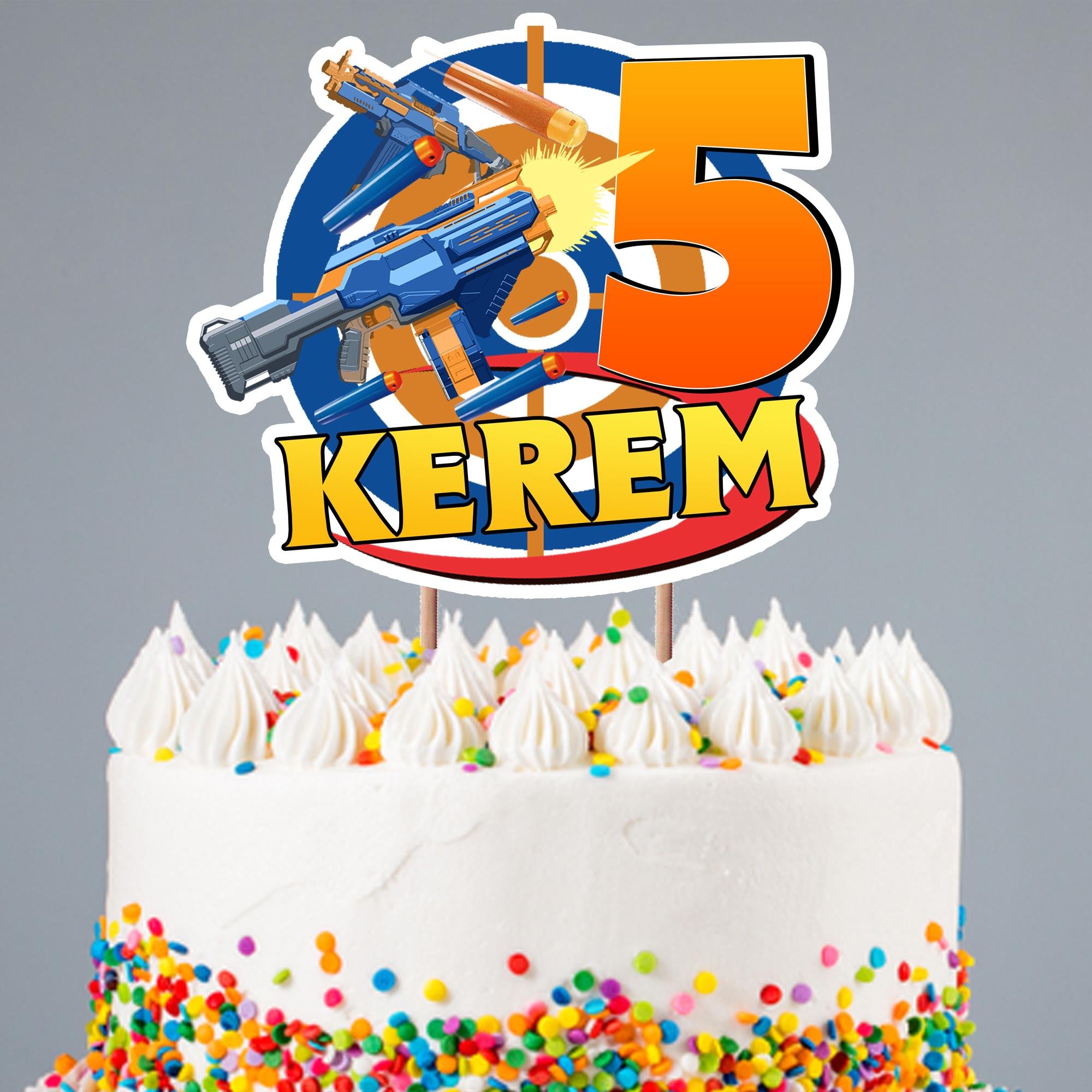 Kişiye Özel Nerf Temalı Pasta Süsü Seti