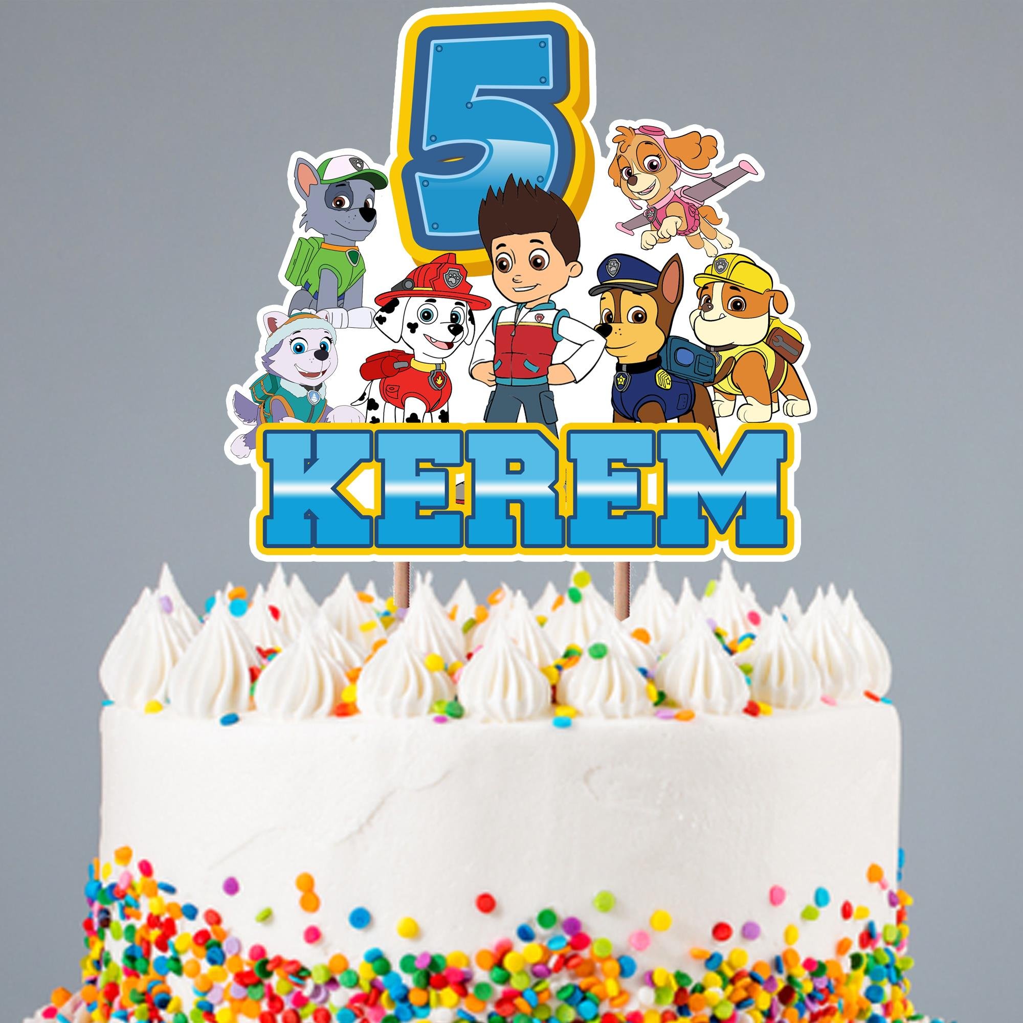 Kişiye Özel Paw Patrol Temalı Pasta Süsü Seti