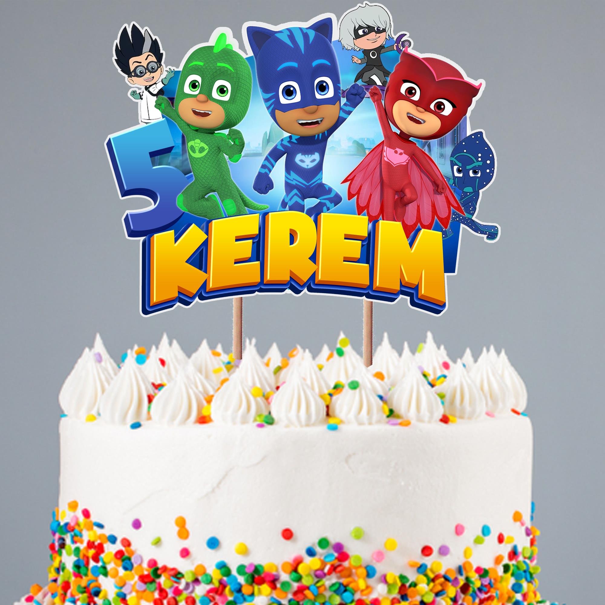 Kişiye Özel Pj Masks Temalı Pasta Süsü Seti