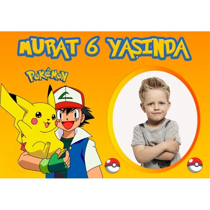 Kişiye Özel Pokemon Doğum Günü Afişi - 70 cm - 100 cm