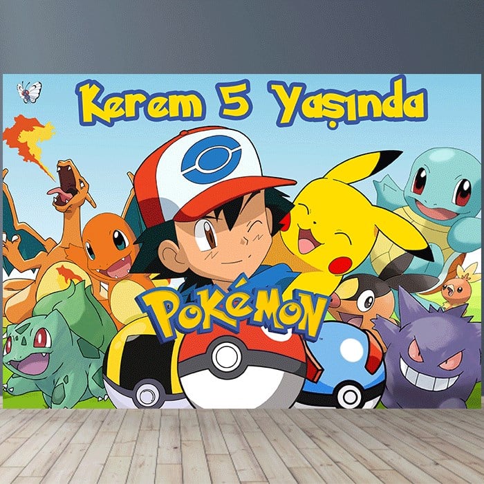 Kişiye Özel Pokemon Doğum Günü Afişi - 4 Boy Seçenekli