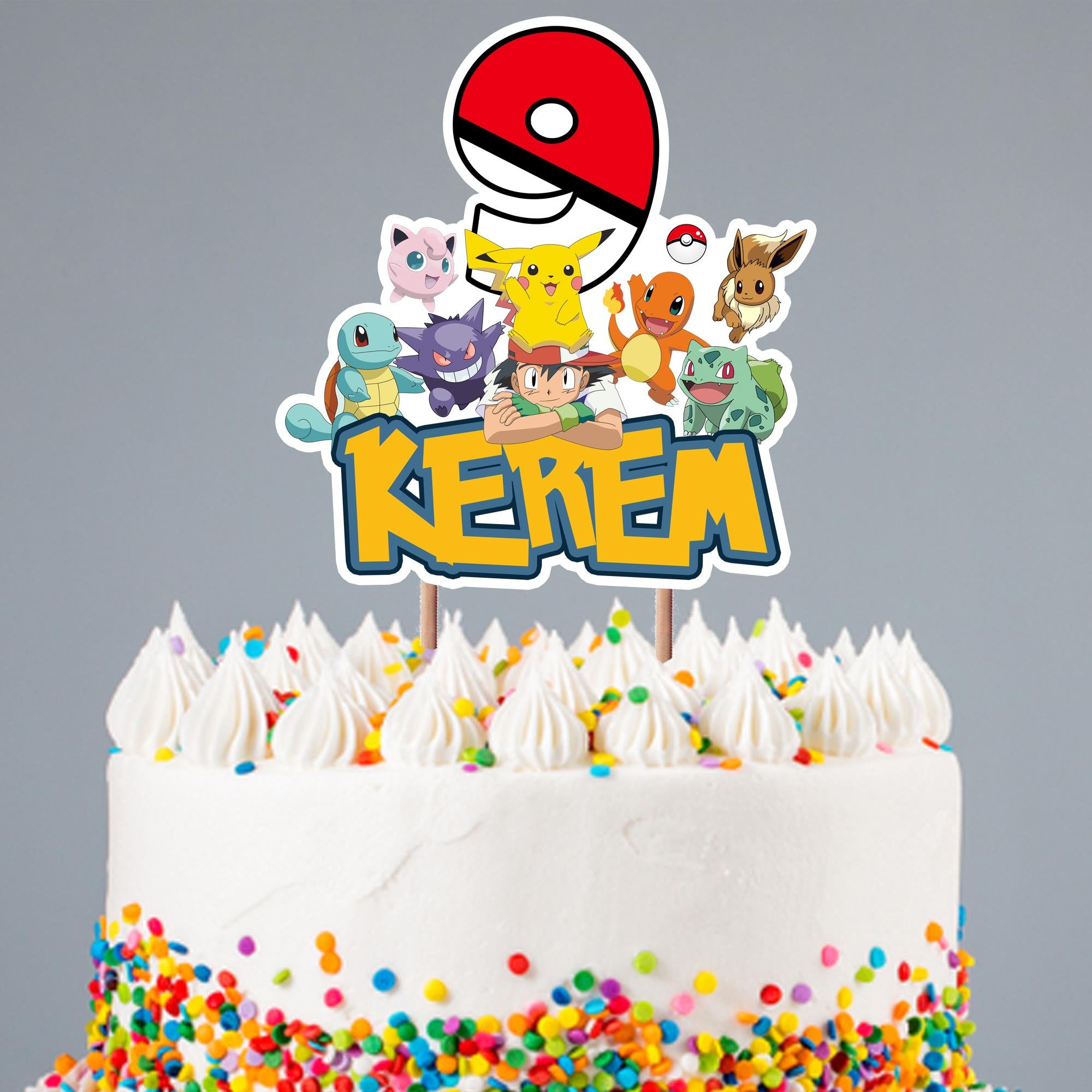 Kişiye Özel Pokemon Temalı Pasta Süsü Seti