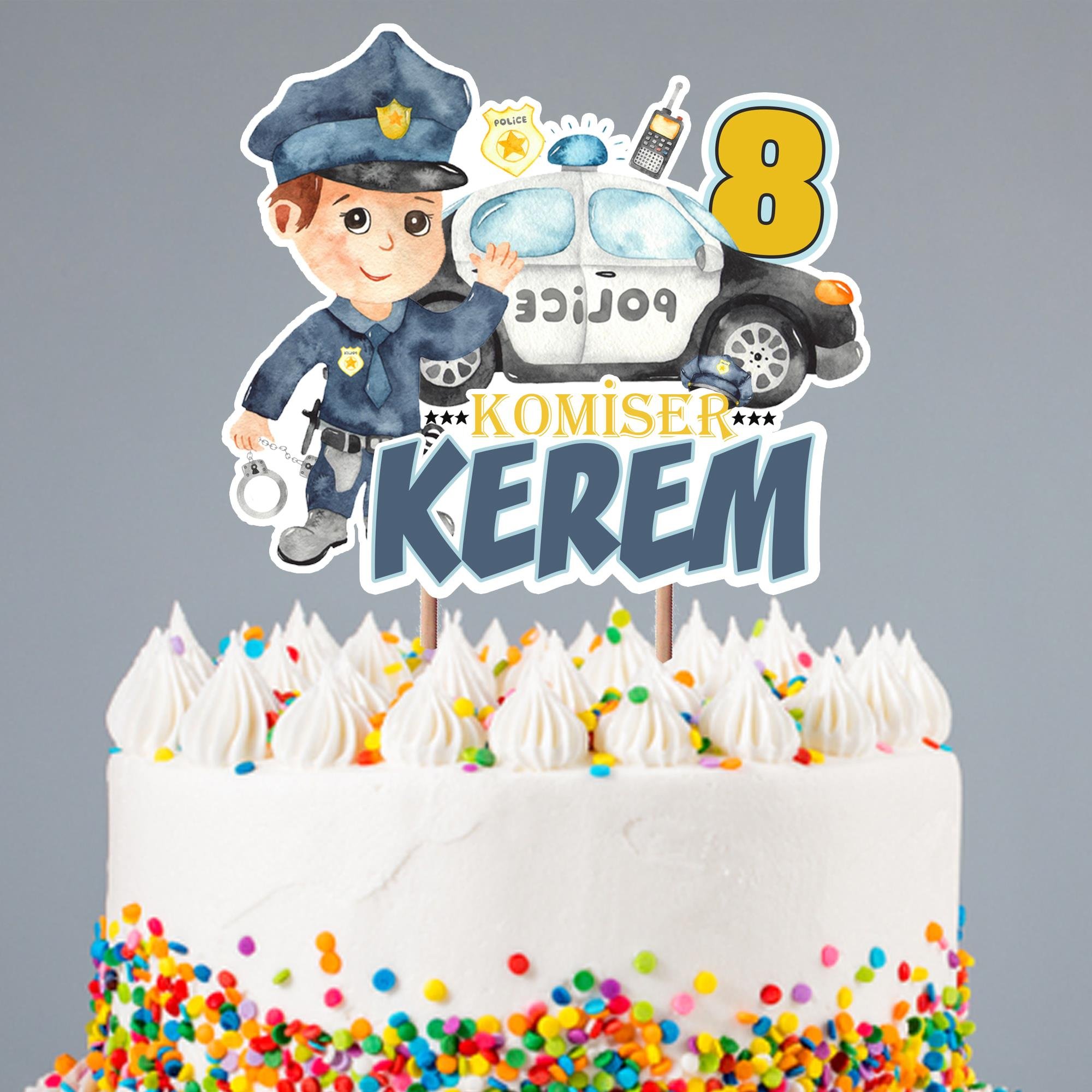 Kişiye Özel Polis Temalı Pasta Süsü