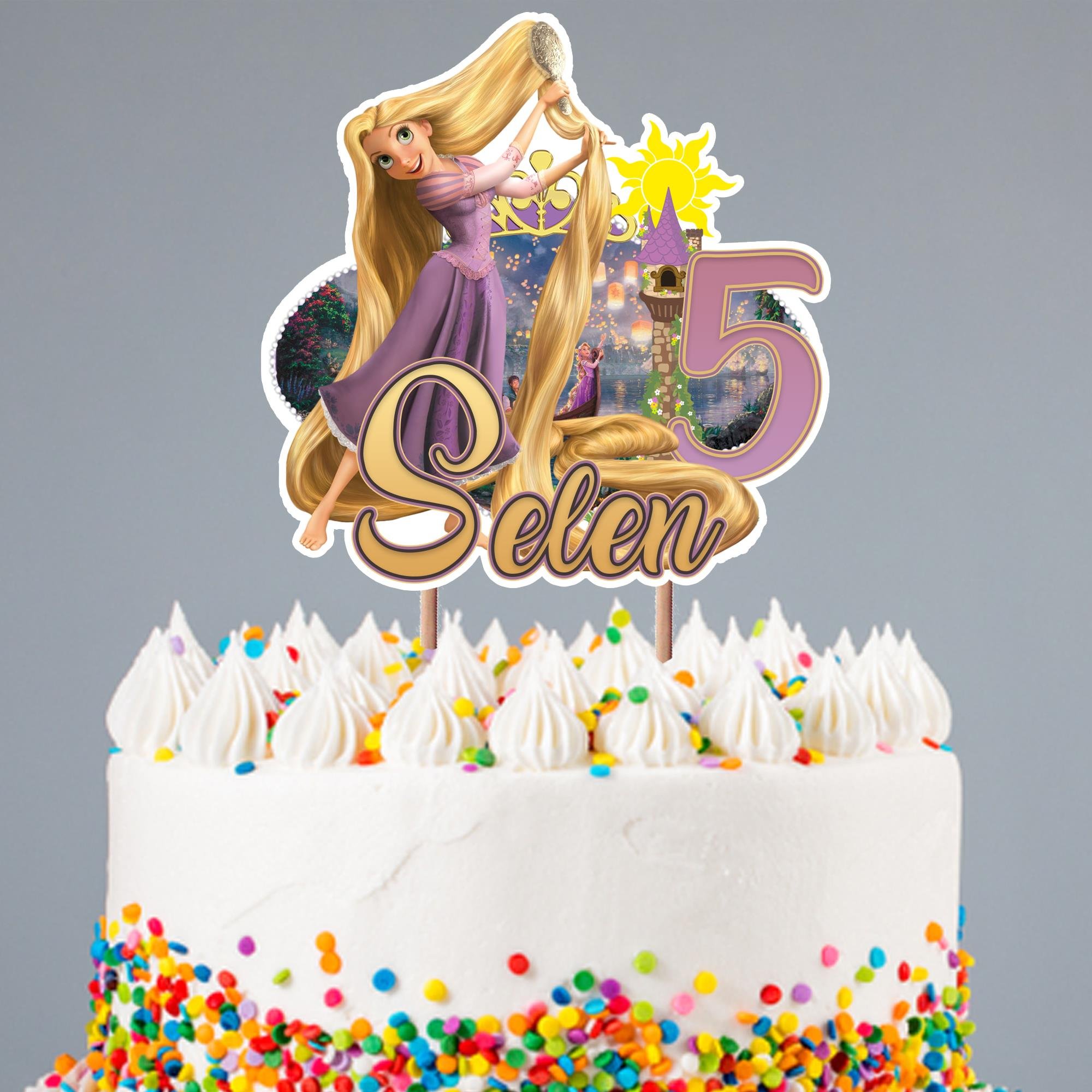 Kişiye Özel Rapunzel Temalı Pasta Süsü