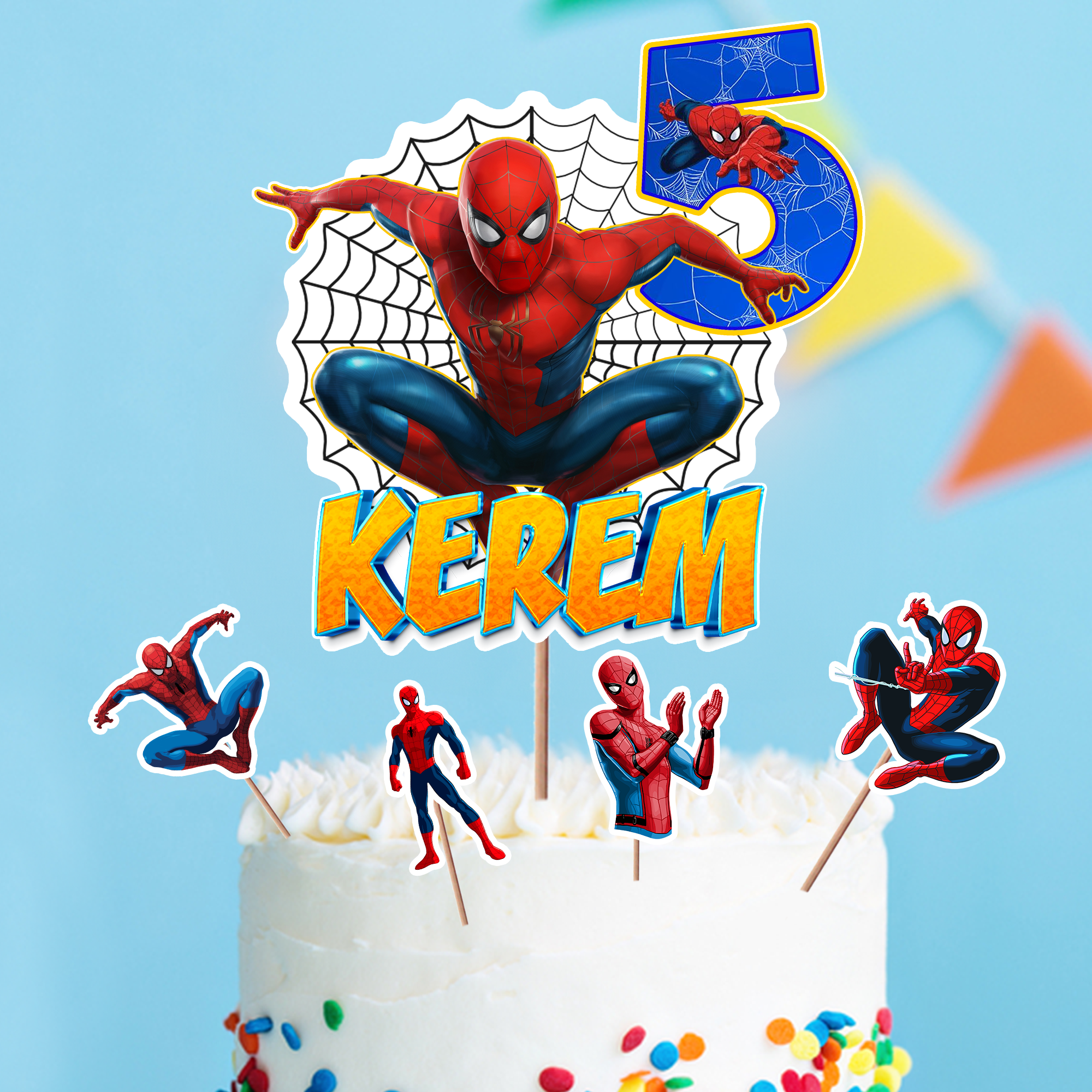 Kişiye Özel Spiderman Temalı Pasta Süsü