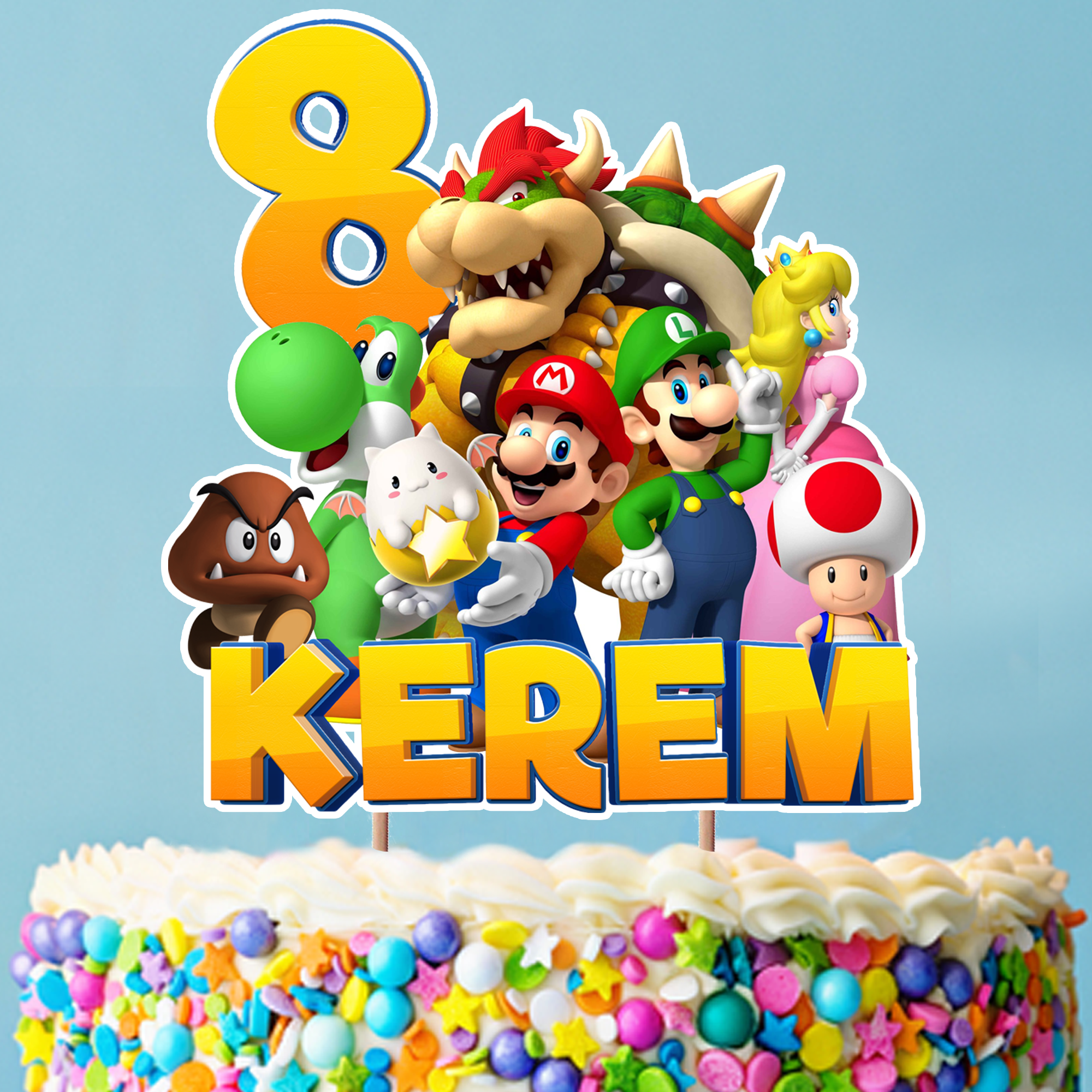 Kişiye Özel Super Mario Temalı Pasta Süsü Seti
