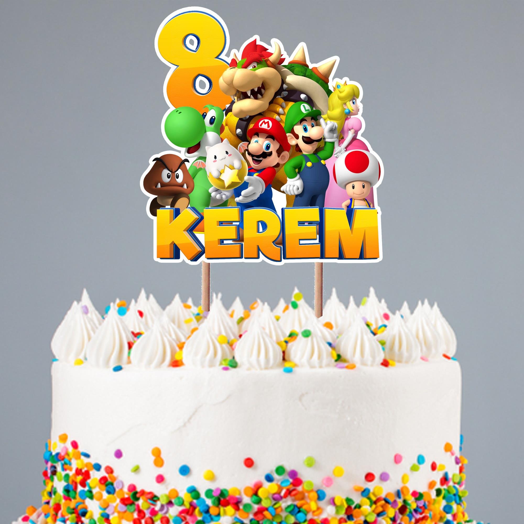 Kişiye Özel Super Mario Temalı Pasta Süsü Seti