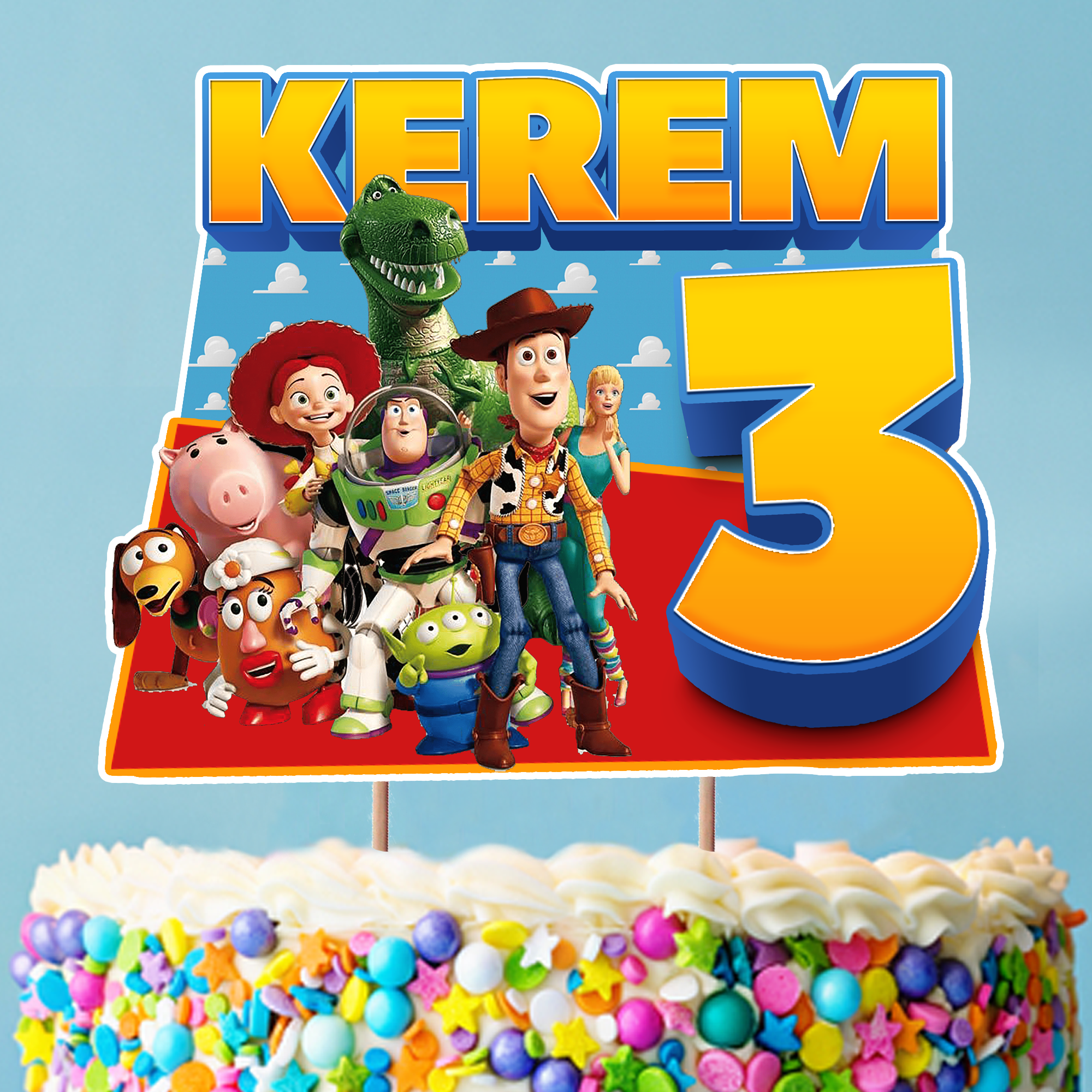 Kişiye Özel Toy Story Temalı Pasta Süsü Seti