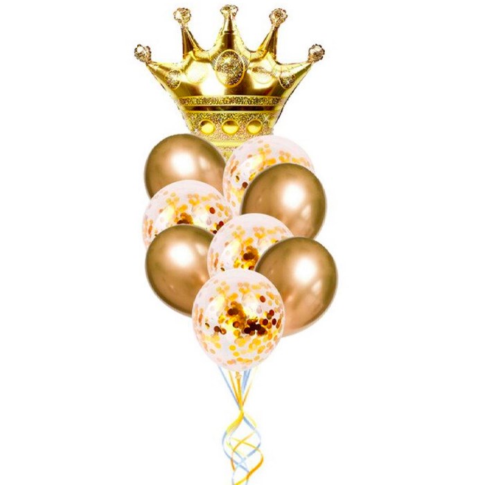 Kral Tacı Gold Krom Konfetili Balon Seti