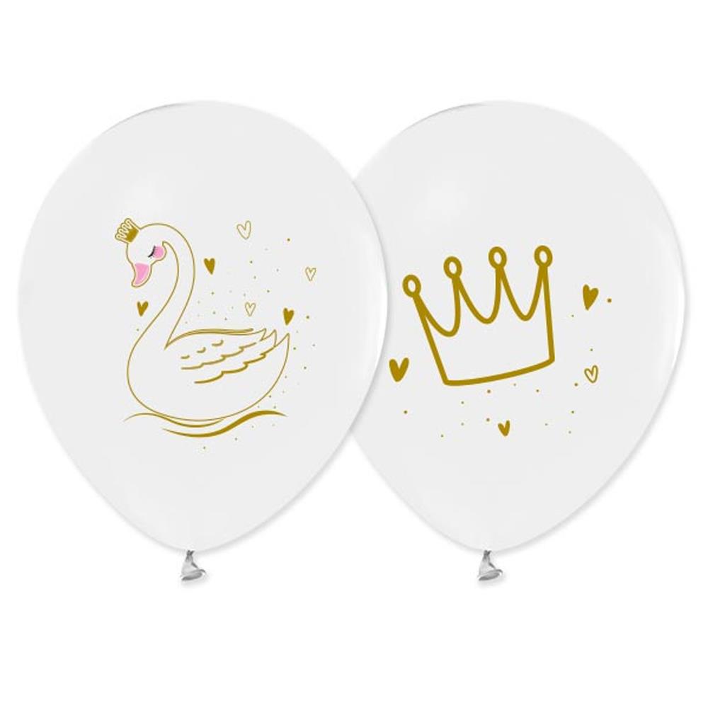 Kuğu Baskılı Lateks Balon 5 Adet